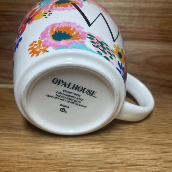 Opalhouse Floral Initial Letter W Monogram Coffee Mug Summer Mother Bride - Picture 3 of 3